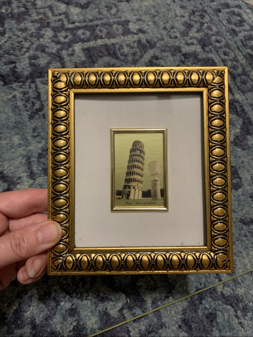 Vintage Mini gold framed pic of leaning tower of Pisa